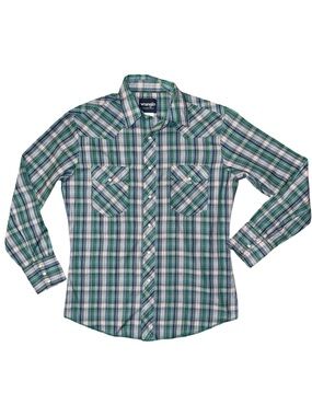 Men’s Wrangler Pearl Snap Plaid Button Down Size M